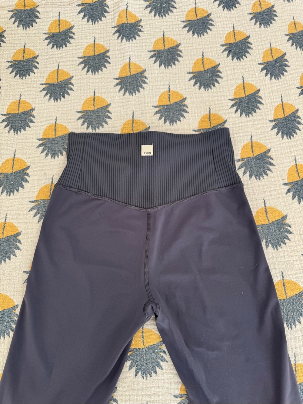 Vuori Dark Navy High-Waist Ribbed Waistband Leggings